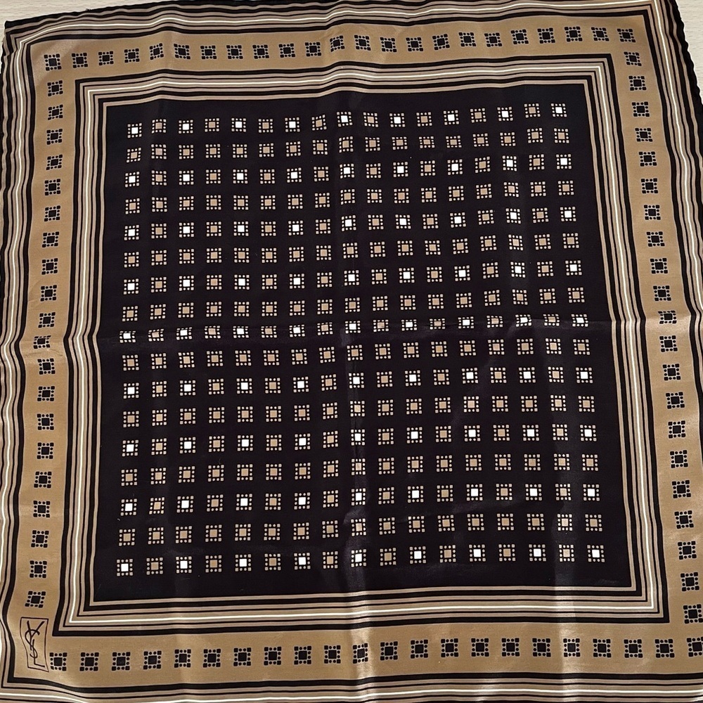 YSL Retro Silk Scarf Vintage EUC Circa 1980s